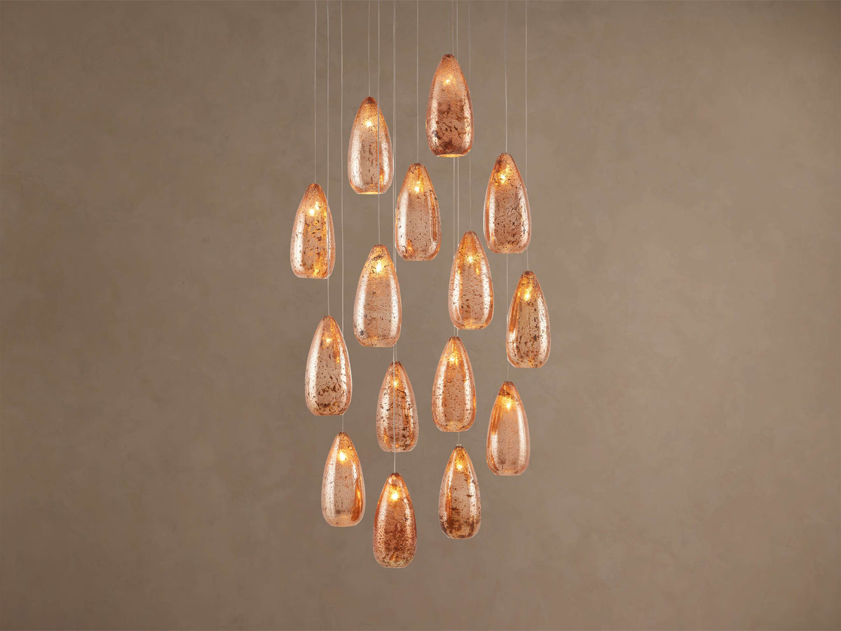 Edda Cascade Teardrop Mercury Glass Round Chandelier 23'' 35''D Main image