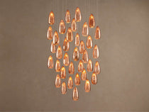 Edda Cascade Teardrop Mercury Glass Round Chandelier 23'' 35''D