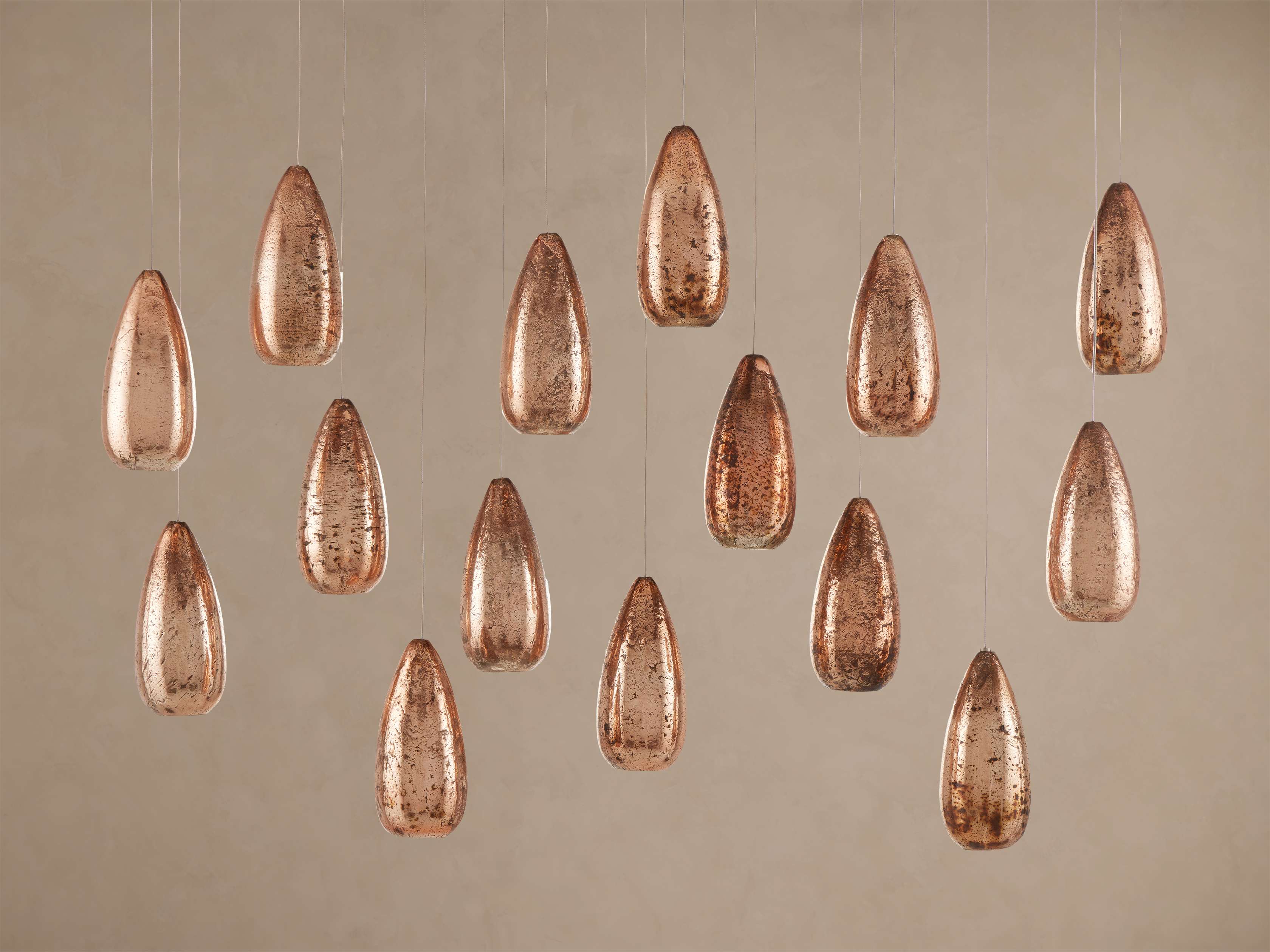 Edda Cascade Teardrop Mercury Glass Linear Chandelier 48'' 54''L Secondary image