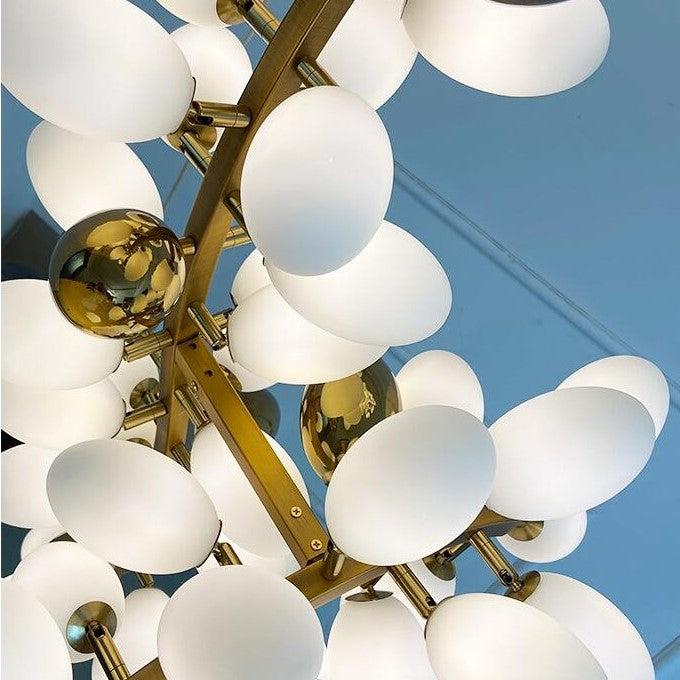 Large Branch Copper Chandelier with Grape Shape