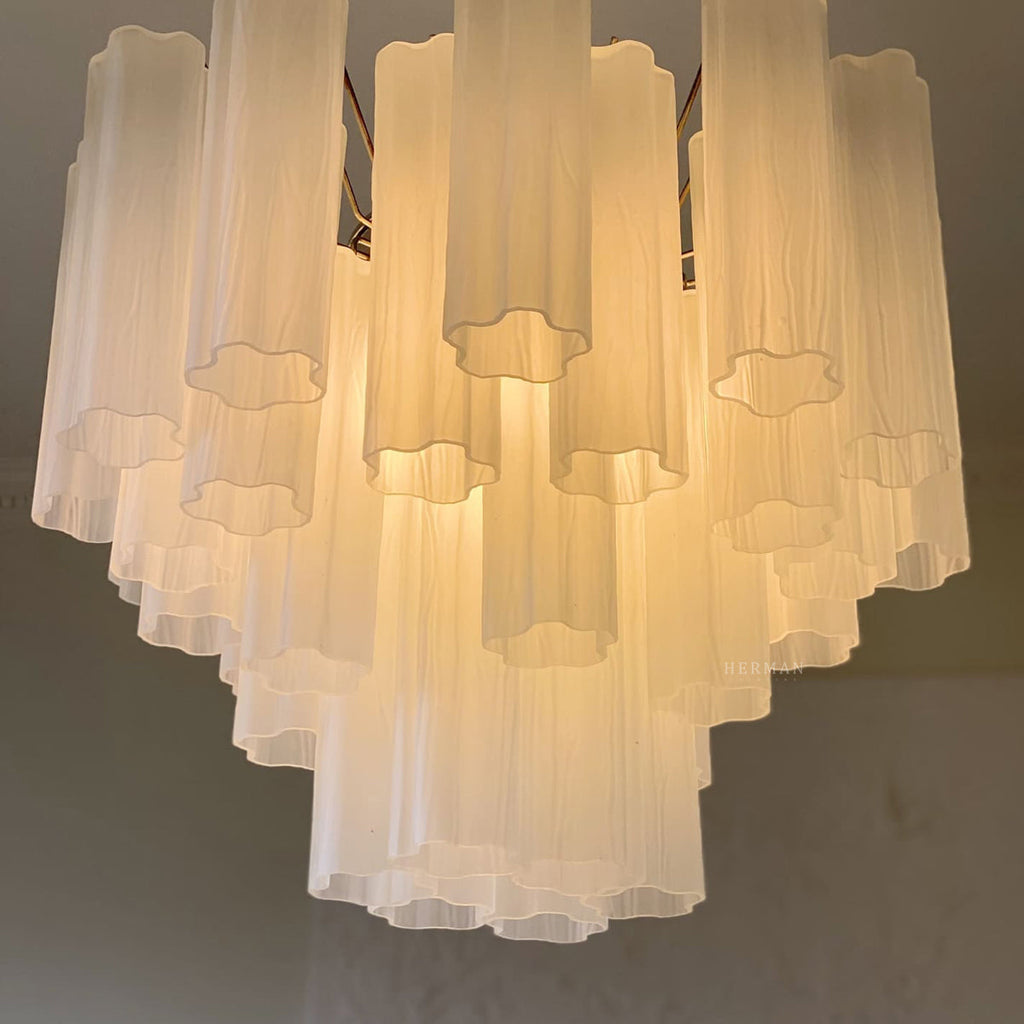 Murano Glass Matte White Chandelier – 36 Tubes
