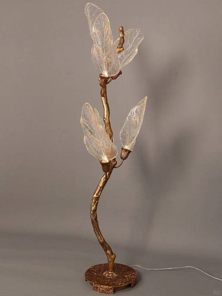 Artistic Bionic Resin Leaves Branch Chandelier