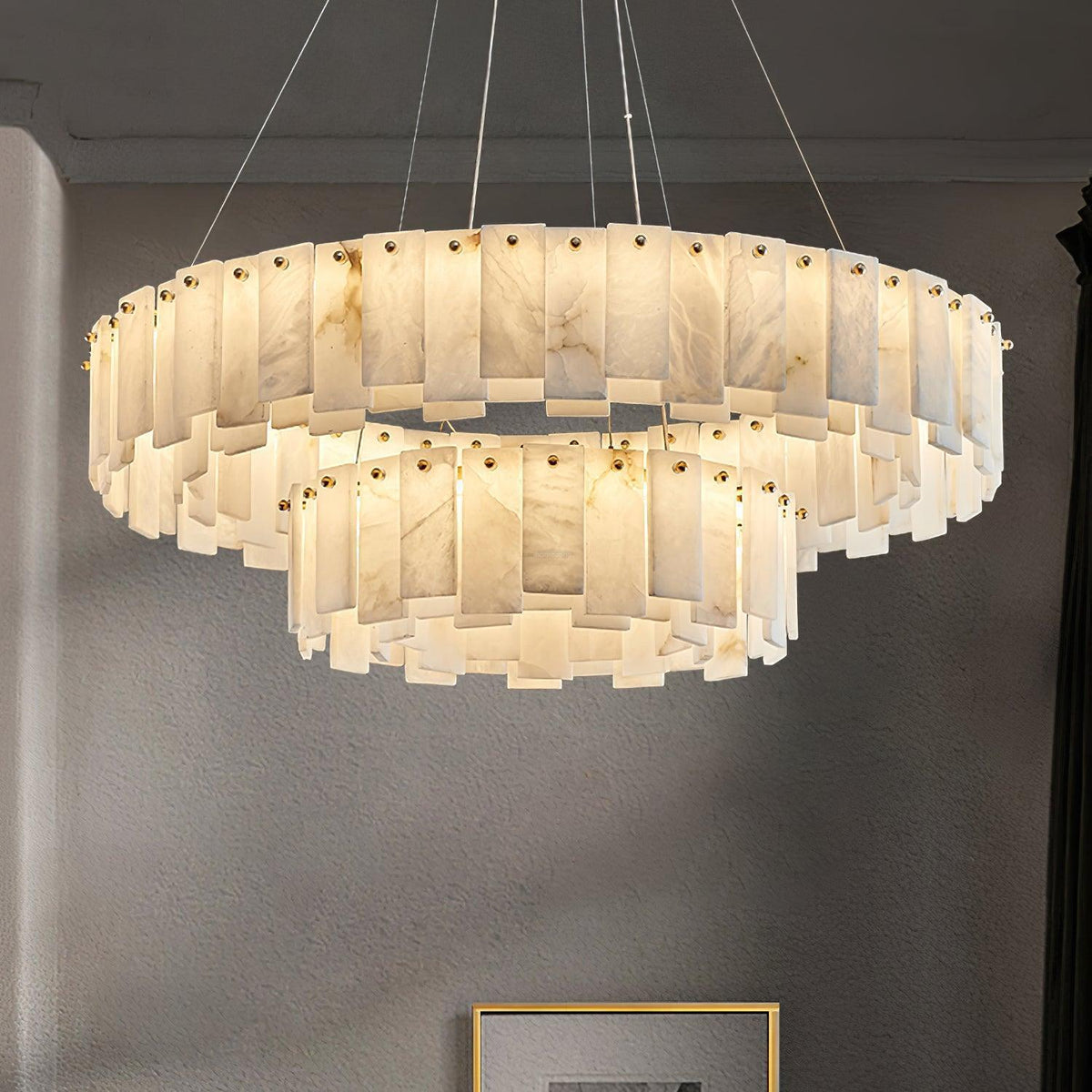 Halos Alabaster Round/Square Chandelier