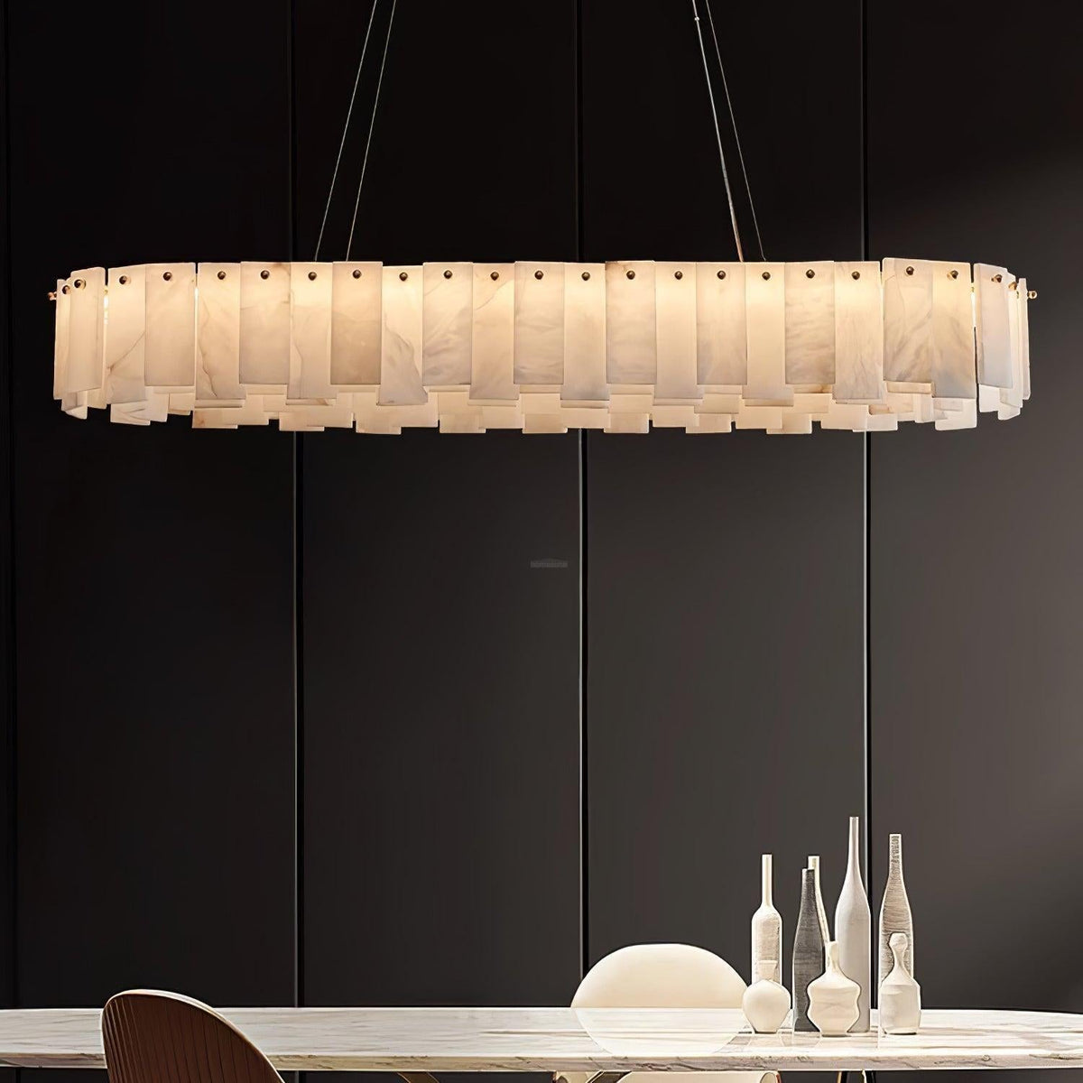 Halos Alabaster Round/Square Chandelier