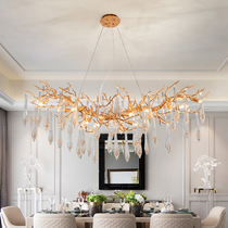 Agnes Raindrop Brass Branch Crystal Chandelier For Dining Room