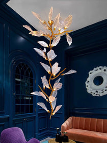 Artistic Bionic Resin Leaves Branch Chandelier