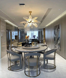 Artistic Bionic Resin Leaves Branch Chandelier