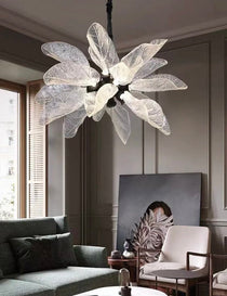 Artistic Bionic Resin Leaves Branch Chandelier