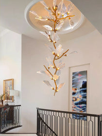 Artistic Bionic Resin Leaves Branch Chandelier