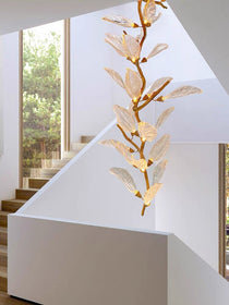 Artistic Bionic Resin Leaves Branch Chandelier
