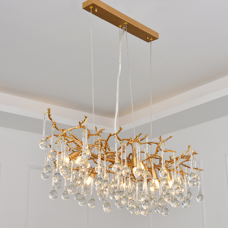 Iris Raindrop Clear Crystal Branch Chandelier