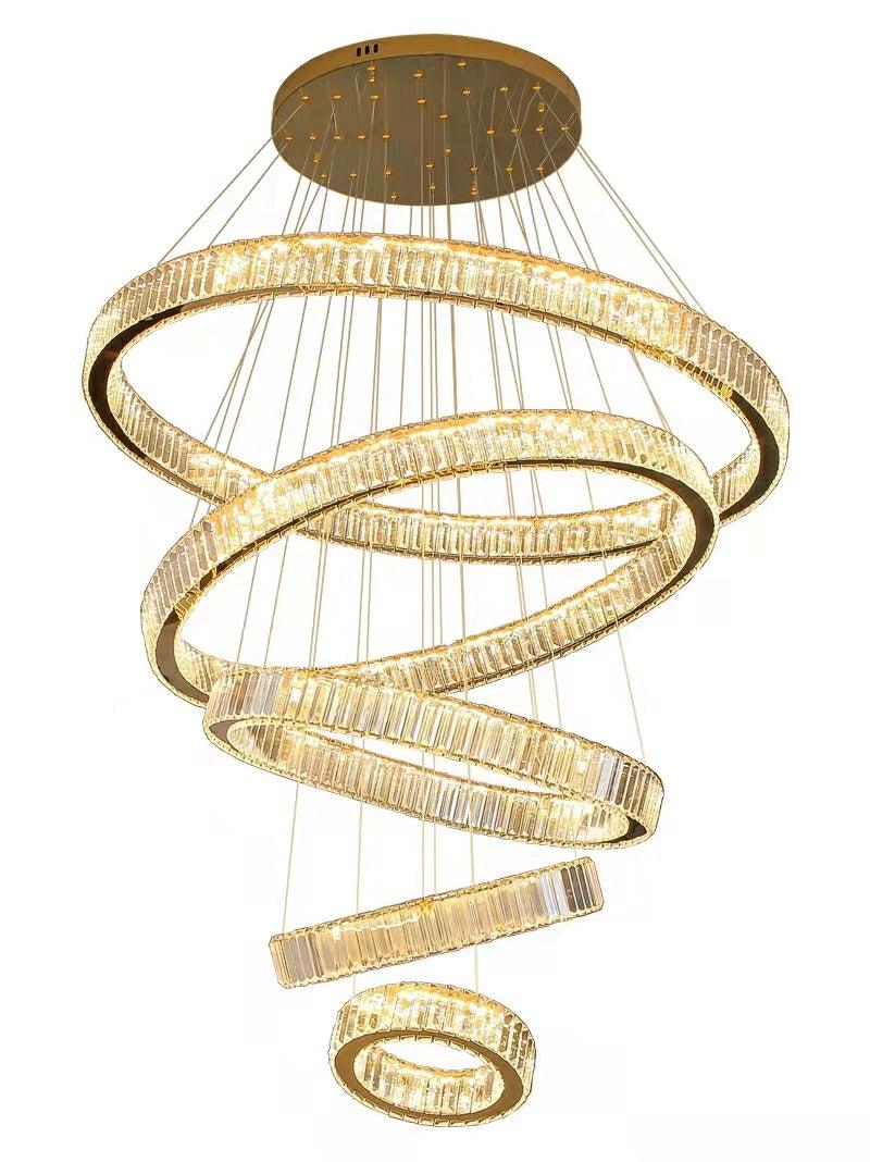 Modern Front Entryway Chandelier 3/4/5/6/7 Rings Crystal Gold/ Chrome Finish Ceiling Lamp
