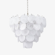 White Murano Glass Disc Chandelier