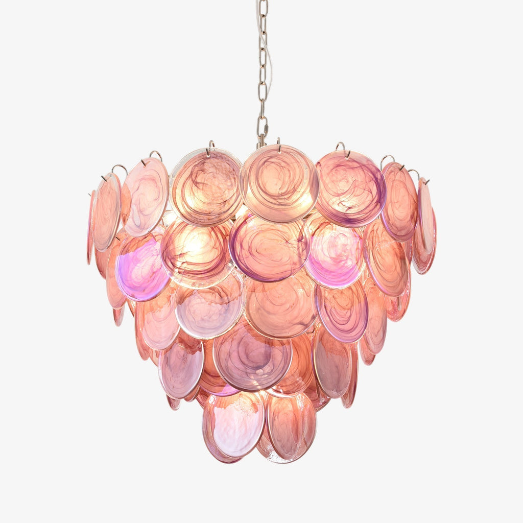 Pink Murano Glass Disc Chandelier