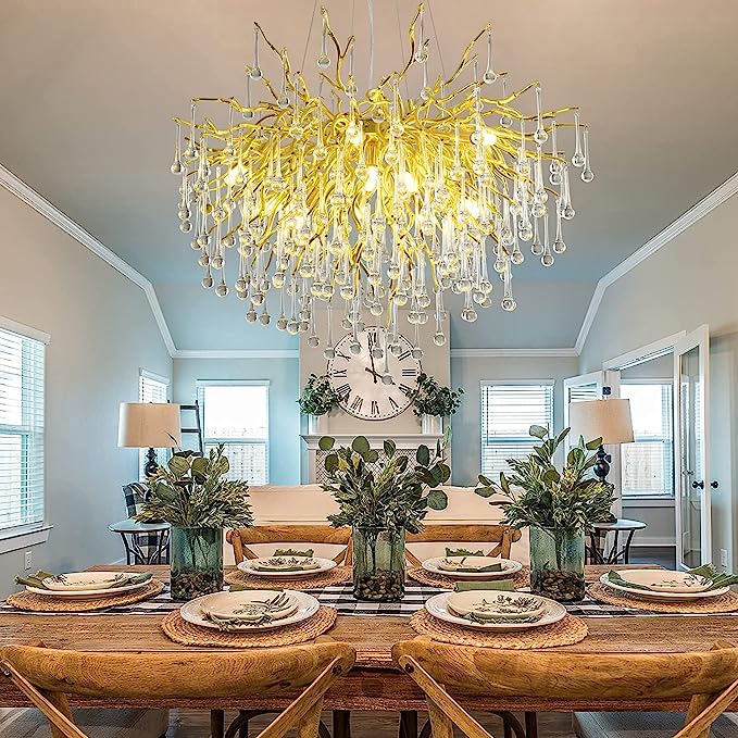 Raindrop Crystal Stunning Tree Branch Crystal Chandelier For Living Dining Room