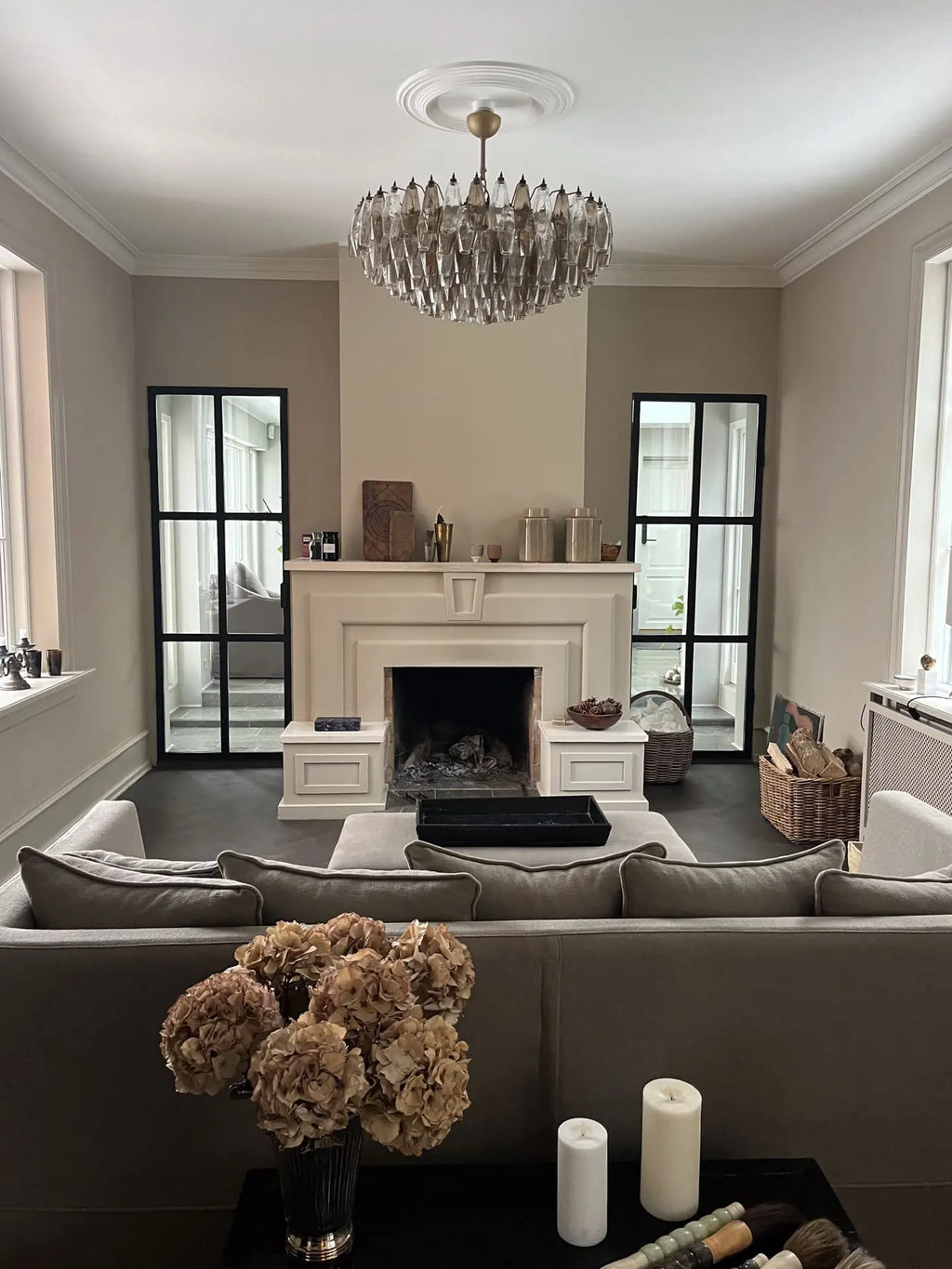 Murano Chandelier – Poliedri – 185 glass – White Alabaster