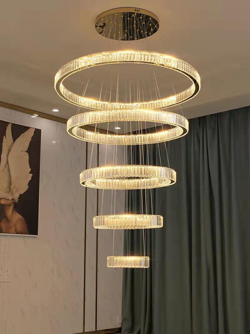 Modern Front Entryway Chandelier 3/4/5/6/7 Rings Crystal Gold/ Chrome Finish Ceiling Lamp