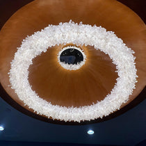 Cervine Quartz Stone Round Clear Geode Quartz Crystal Ring Chandelier