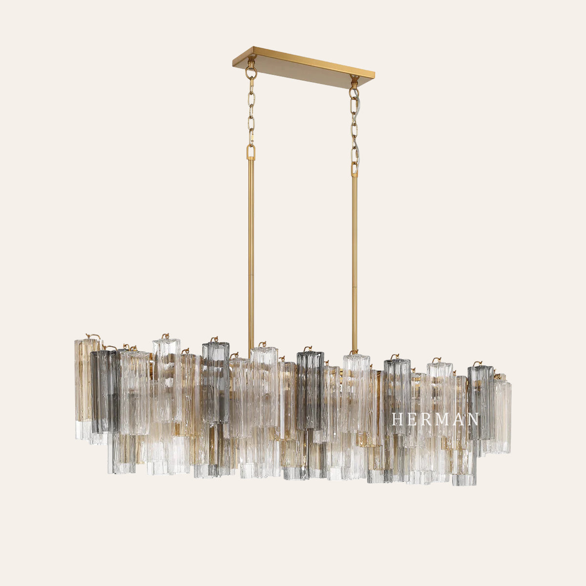 Modern Addis Murano Glass Linear Chandelier 51" - CasaraHouse
