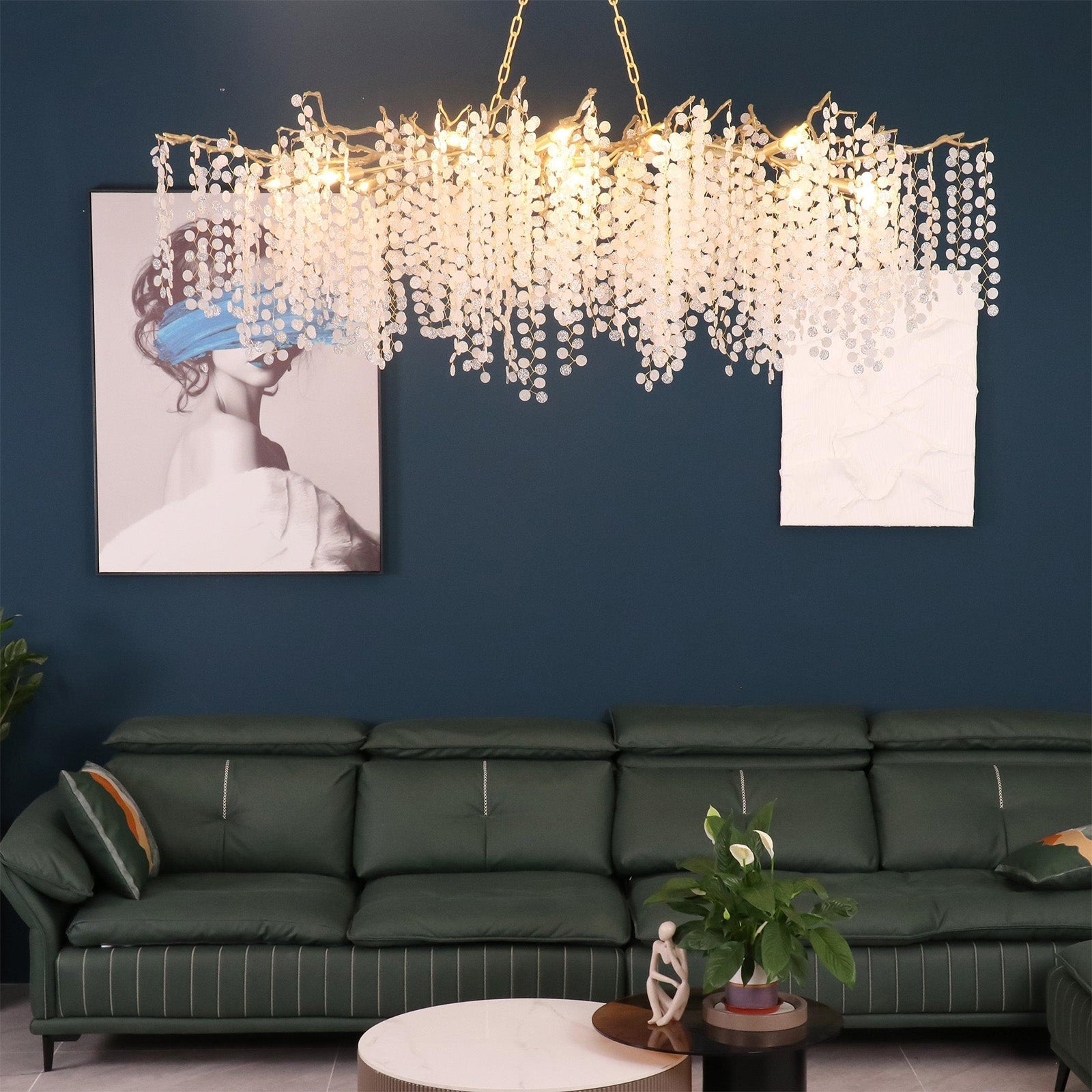 Shiro Branch Clear Crystal Brass Chandelier