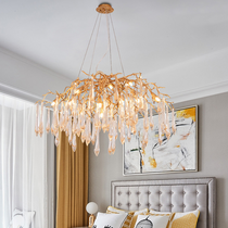 Iris Raindrop Brass Branch Round Crystal Chandelier 25'' 35'' 41''D