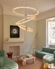 Modern Pearl Alabaster Necklace Circle Triple Chandelier with Dia 60+80+100cm