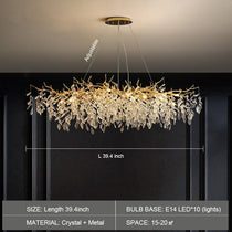 Albero Modern French-Style Branch Crystal Chandelier with Crystal Leaf