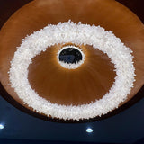 Premium 24-47 Inch Round Clear Geode Quartz Crystal Ring Pendant Light Modern Chandelier for Living Room - CasaraHouse