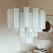 Murano Glass Matte White Chandelier – 36 Tubes