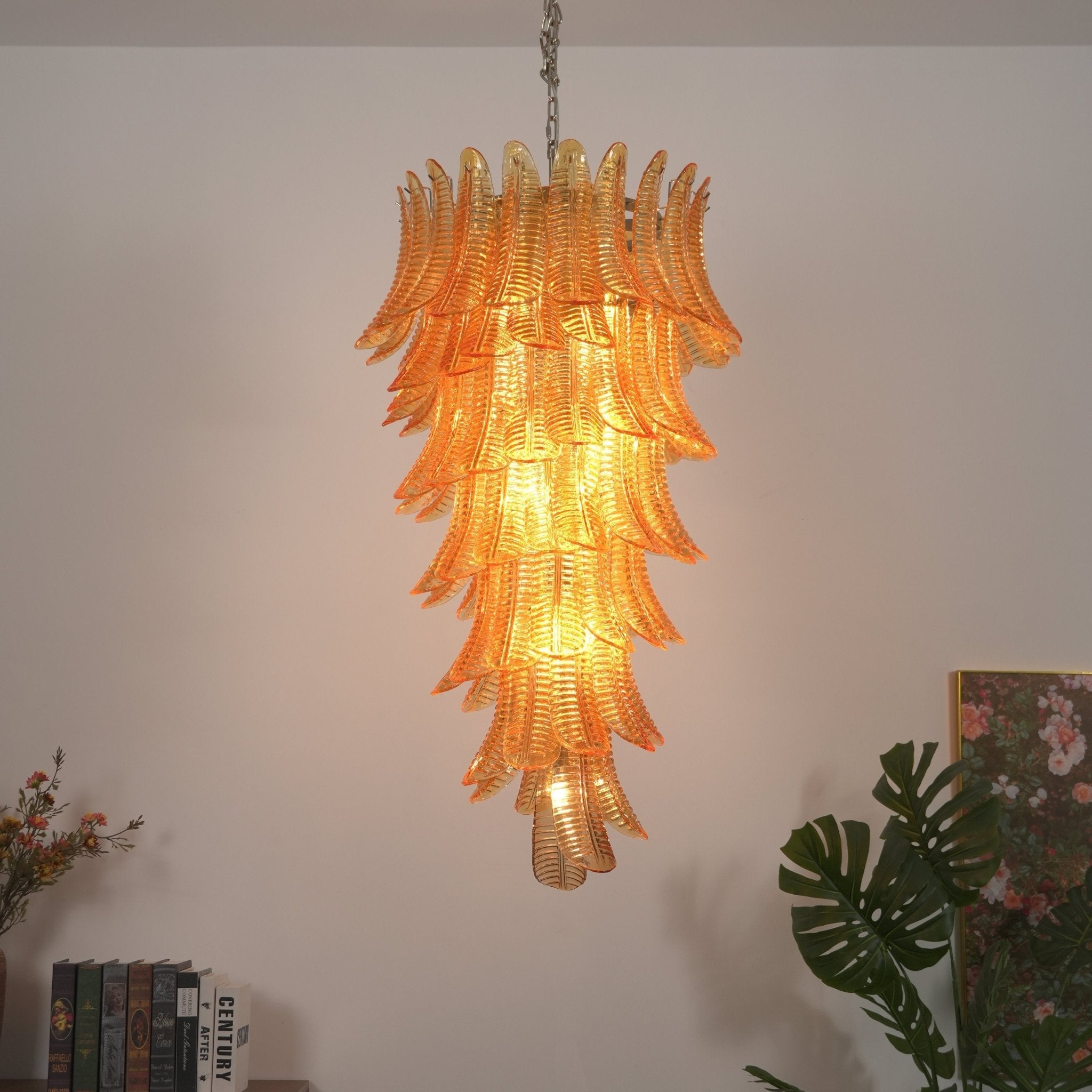 Luxury Amber Leaf Cascade Chandelier - CasaraHouse
