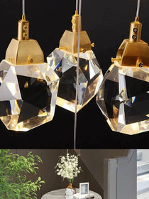 Eve Faceted Crystal Staircase Long Chandelier