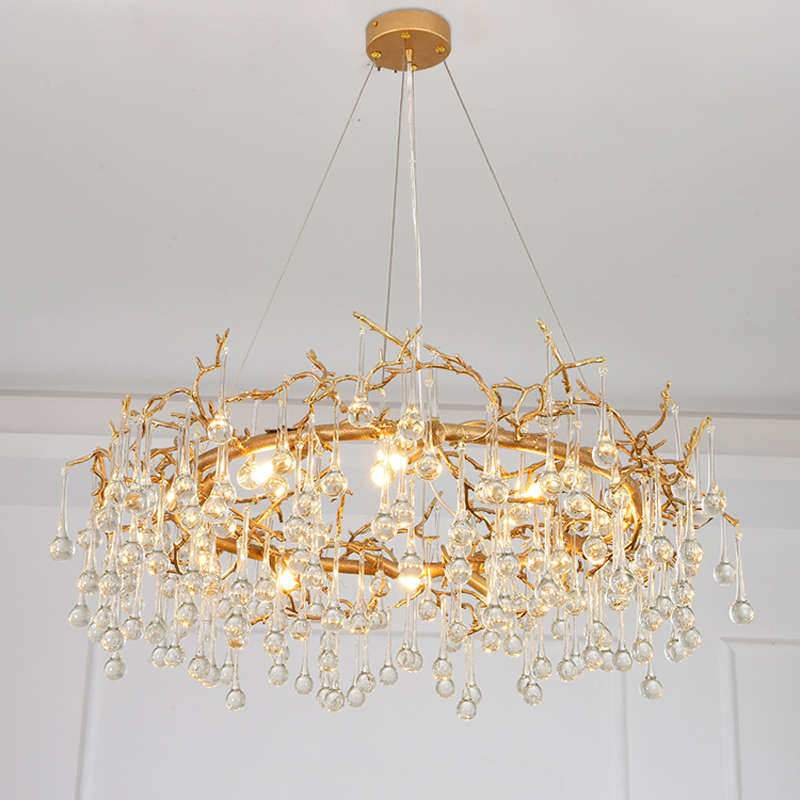 Iris Raindrop Clear Crystal Ring Branch Chandelier