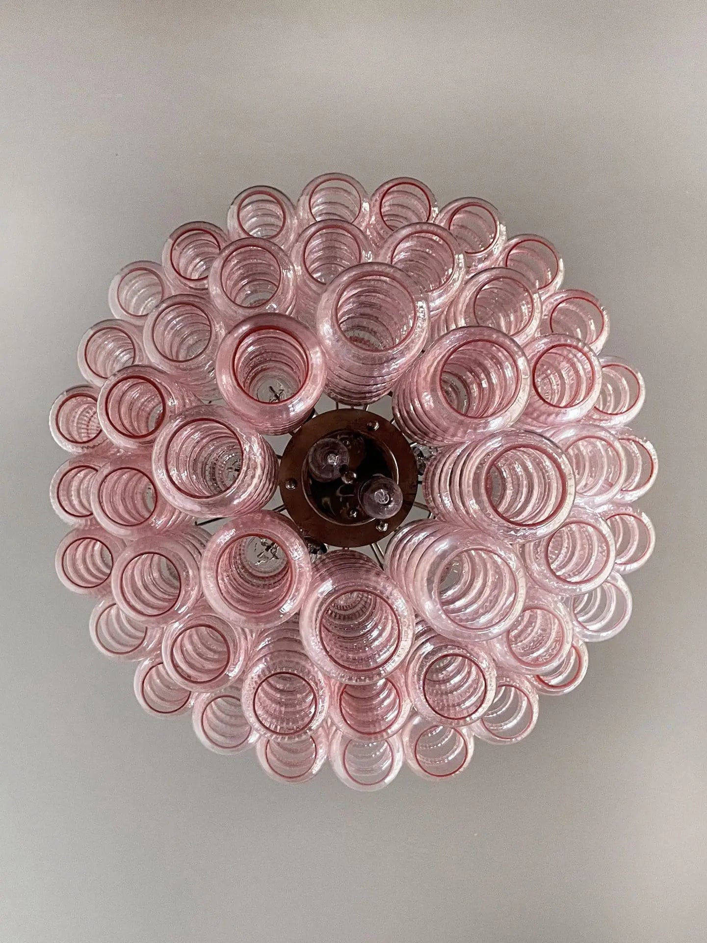 Murano Glass Chandelier – Curva – Rosa – 48 tubes
