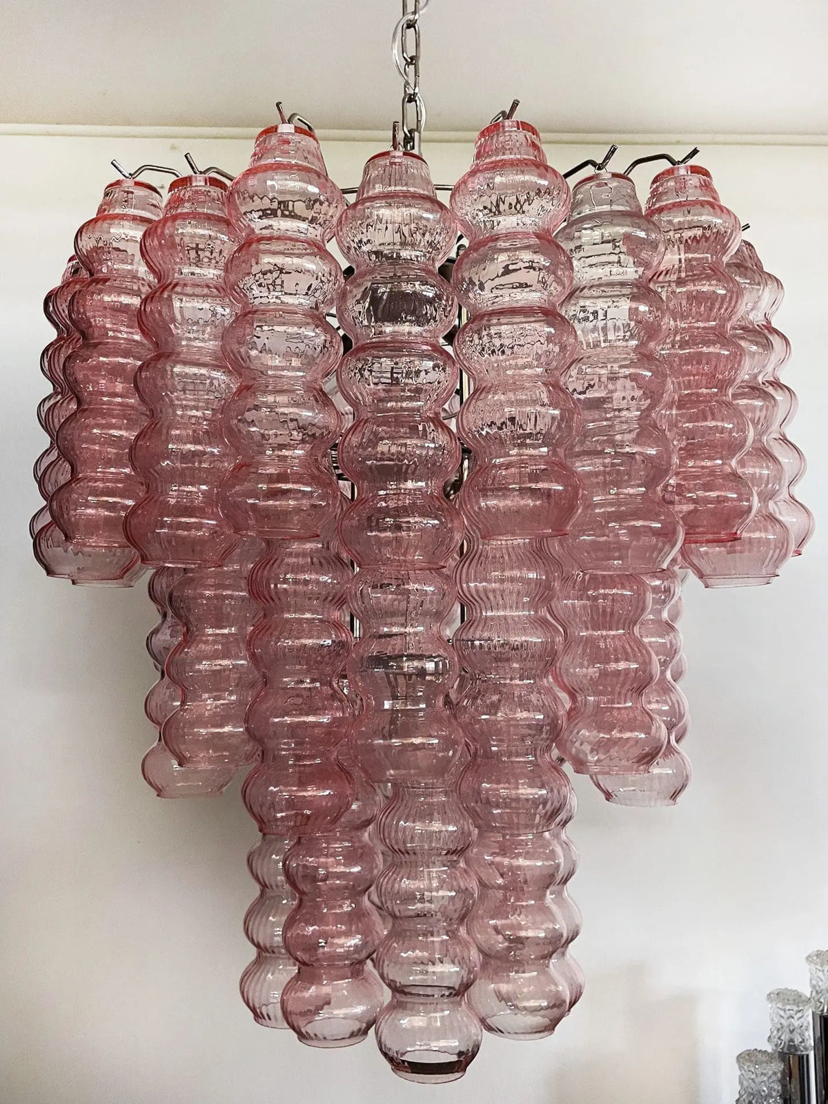 Murano Glass Chandelier – Curva – Rosa – 48 tubes