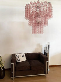 Murano Glass Chandelier – Curva – Rosa – 48 tubes