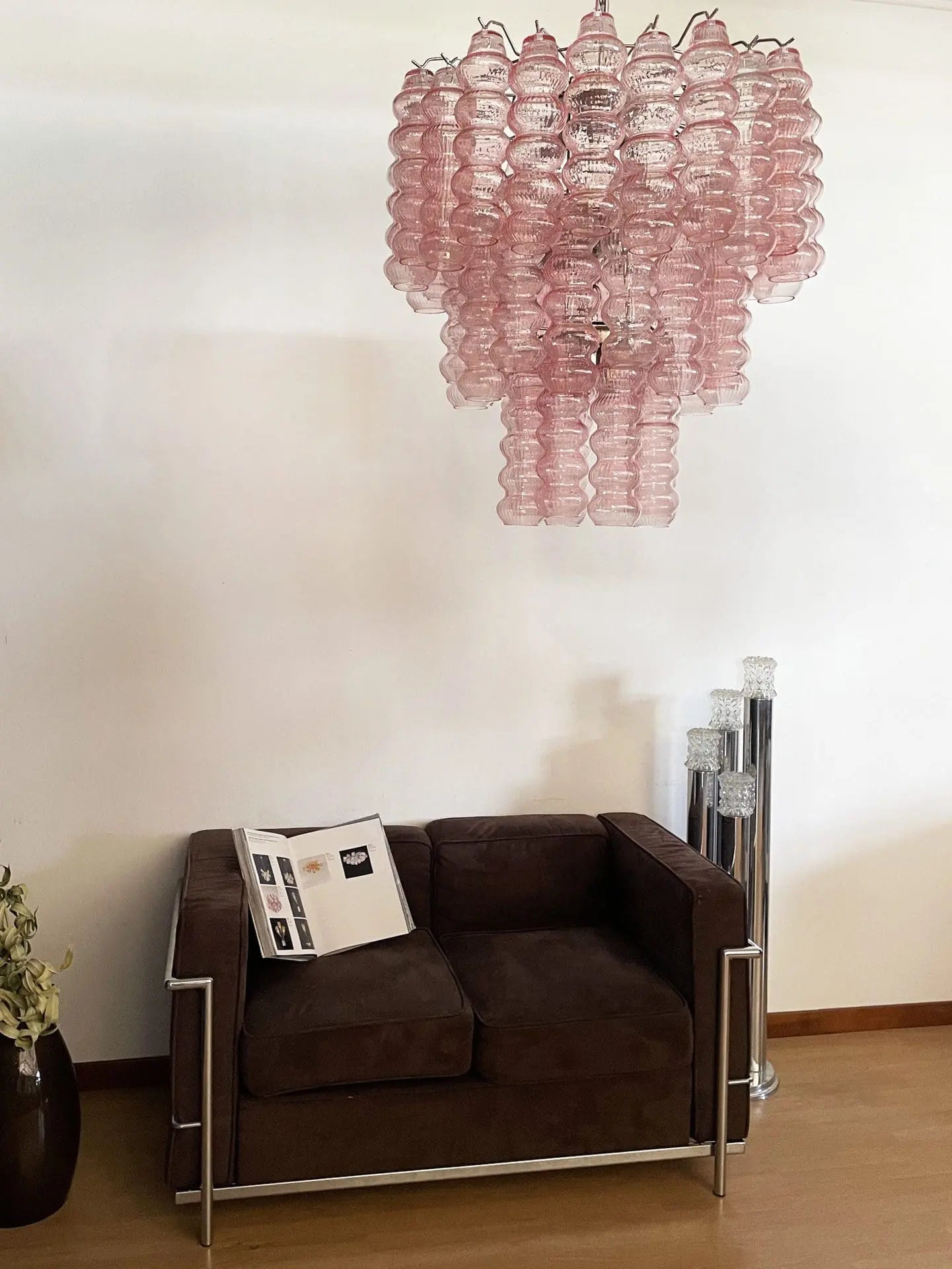 Murano Glass Chandelier – Curva – Rosa – 48 tubes