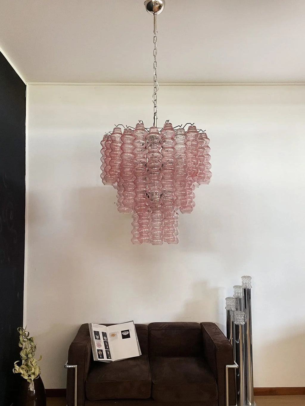 Murano Glass Chandelier – Curva – Rosa – 48 tubes