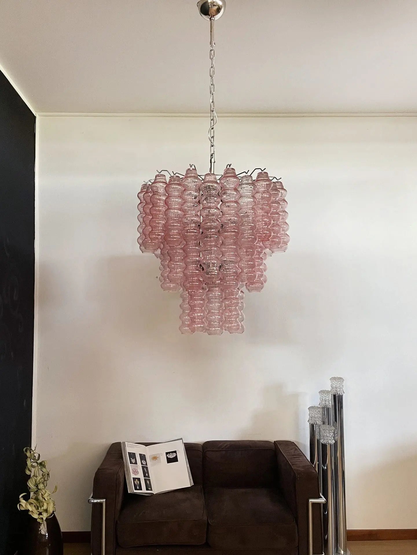 Murano Glass Chandelier – Curva – Rosa – 48 tubes