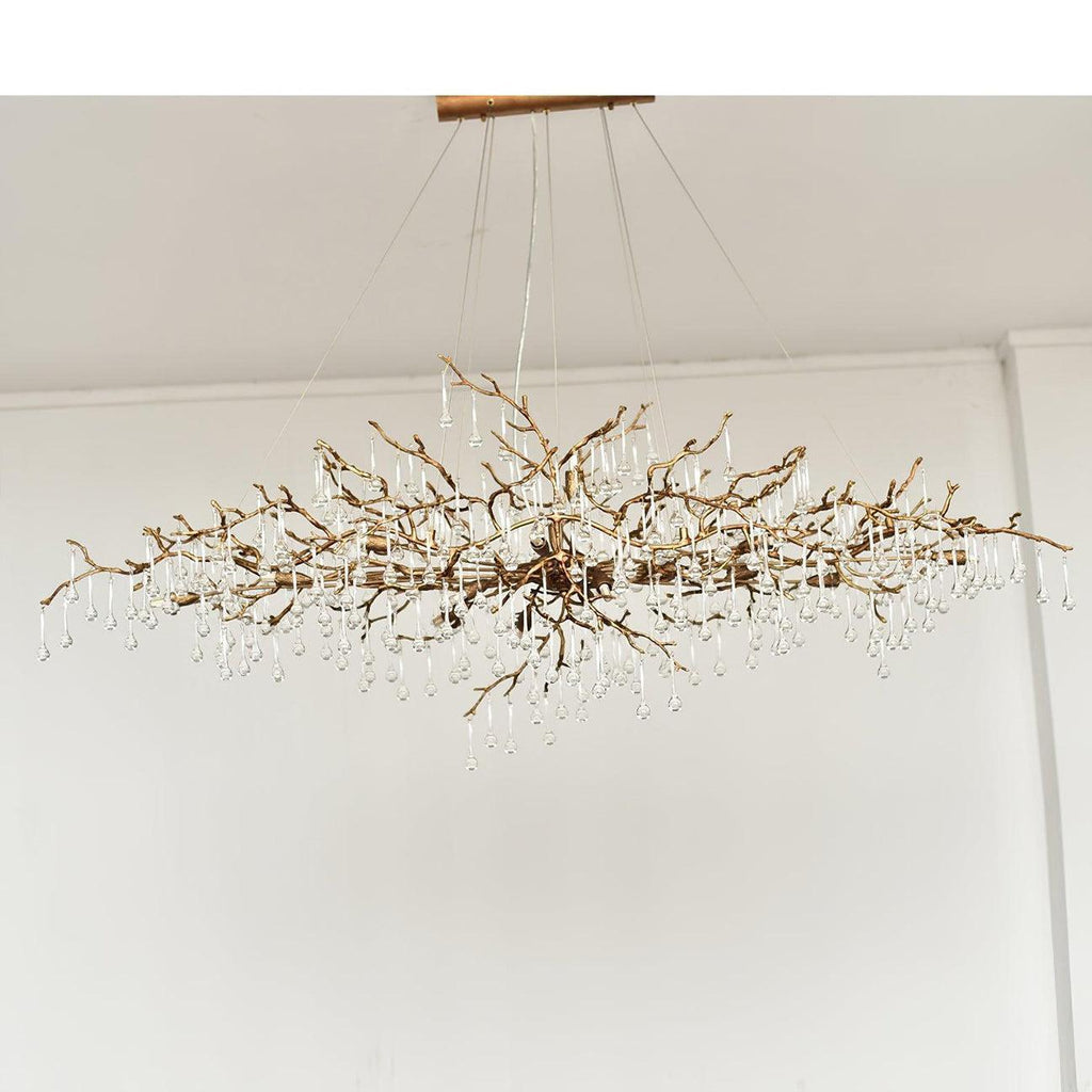 Tina Raindrop Branch Crystal Brass Chandelier