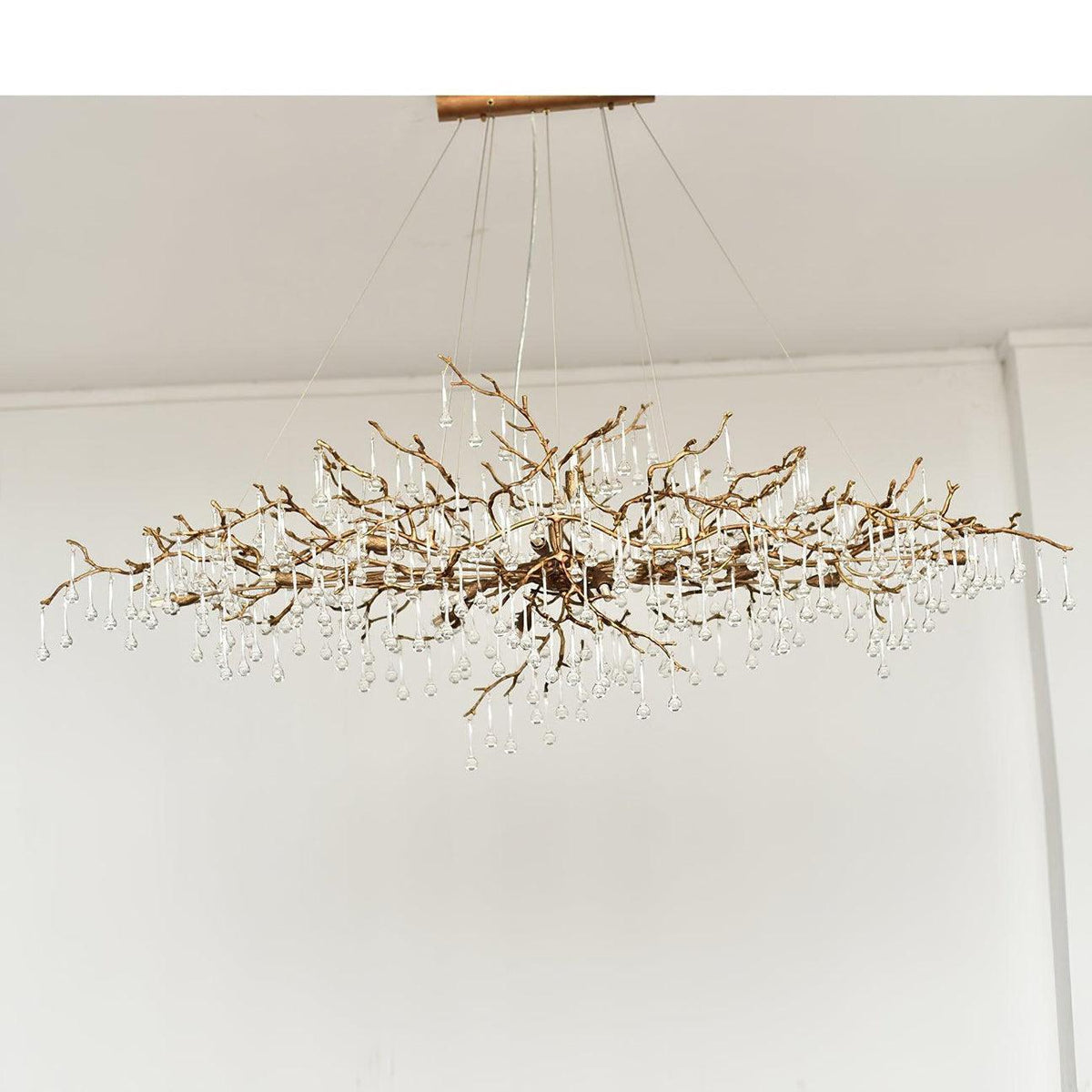 Tina Raindrop Branch Crystal Brass Chandelier