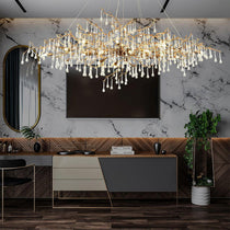 Tina Raindrop Branch Crystal Brass Chandelier