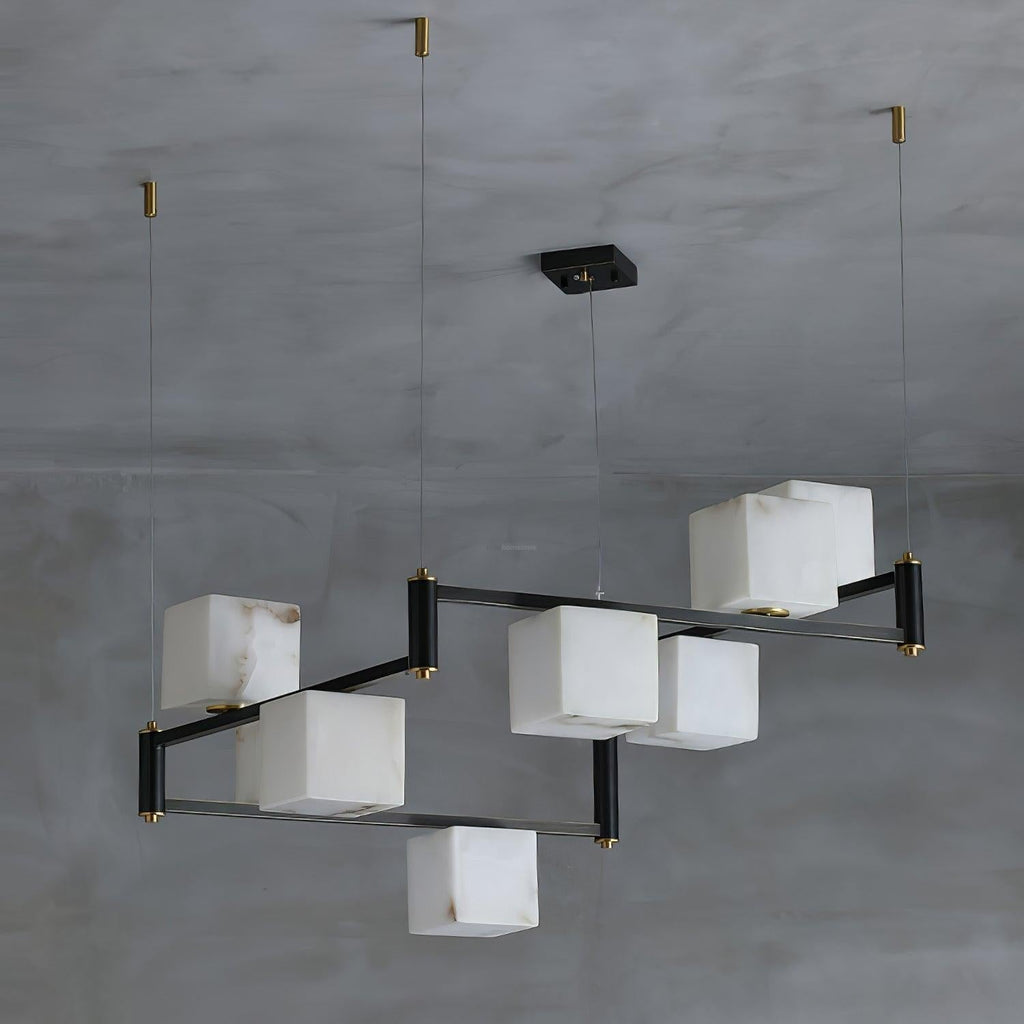 Alabaster Square Box Chandelier with 4/5/6/8/9 heads