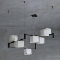 Alabaster Square Box Chandelier with 4/5/6/8/9 heads