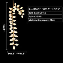 Nordic Art Long Magnolia alba Glass Ceiling Chandelier  for Staircase/Hallway/Entryway Light Fixture