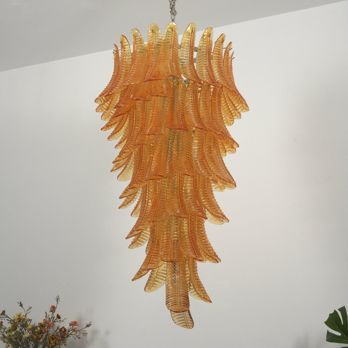 Luxury Amber Leaf Cascade Chandelier - CasaraHouse