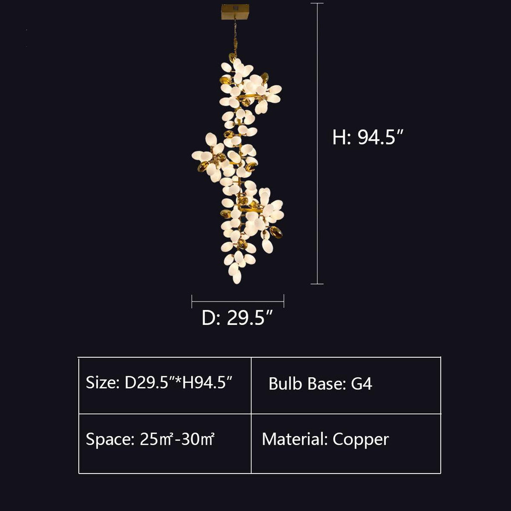 Large Branch Copper Chandelier with Grape Shape