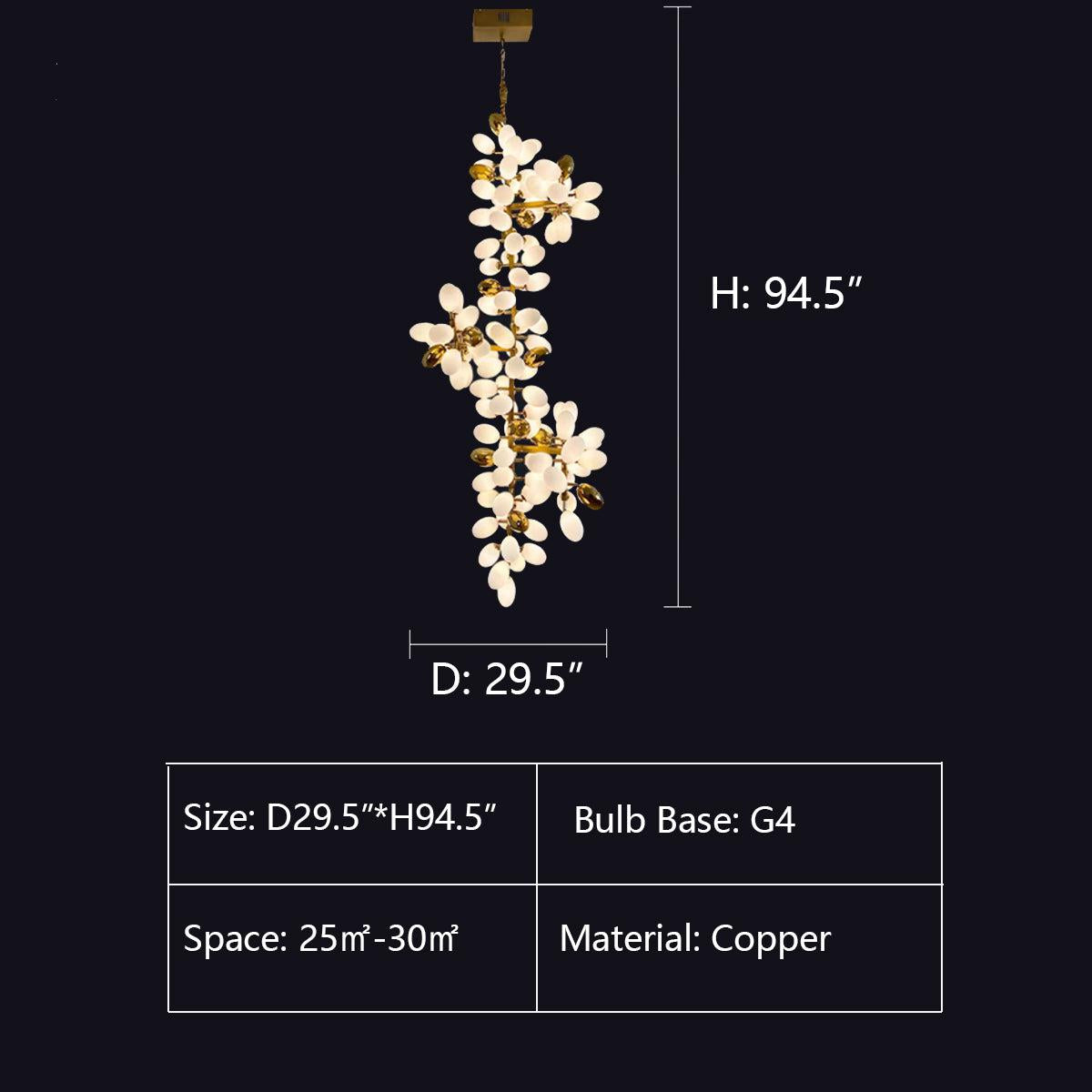 Large Branch Copper Chandelier with Grape Shape