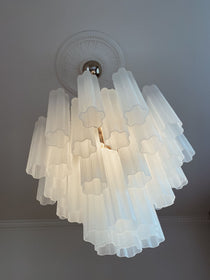 Murano Glass Matte White Chandelier – 36 Tubes