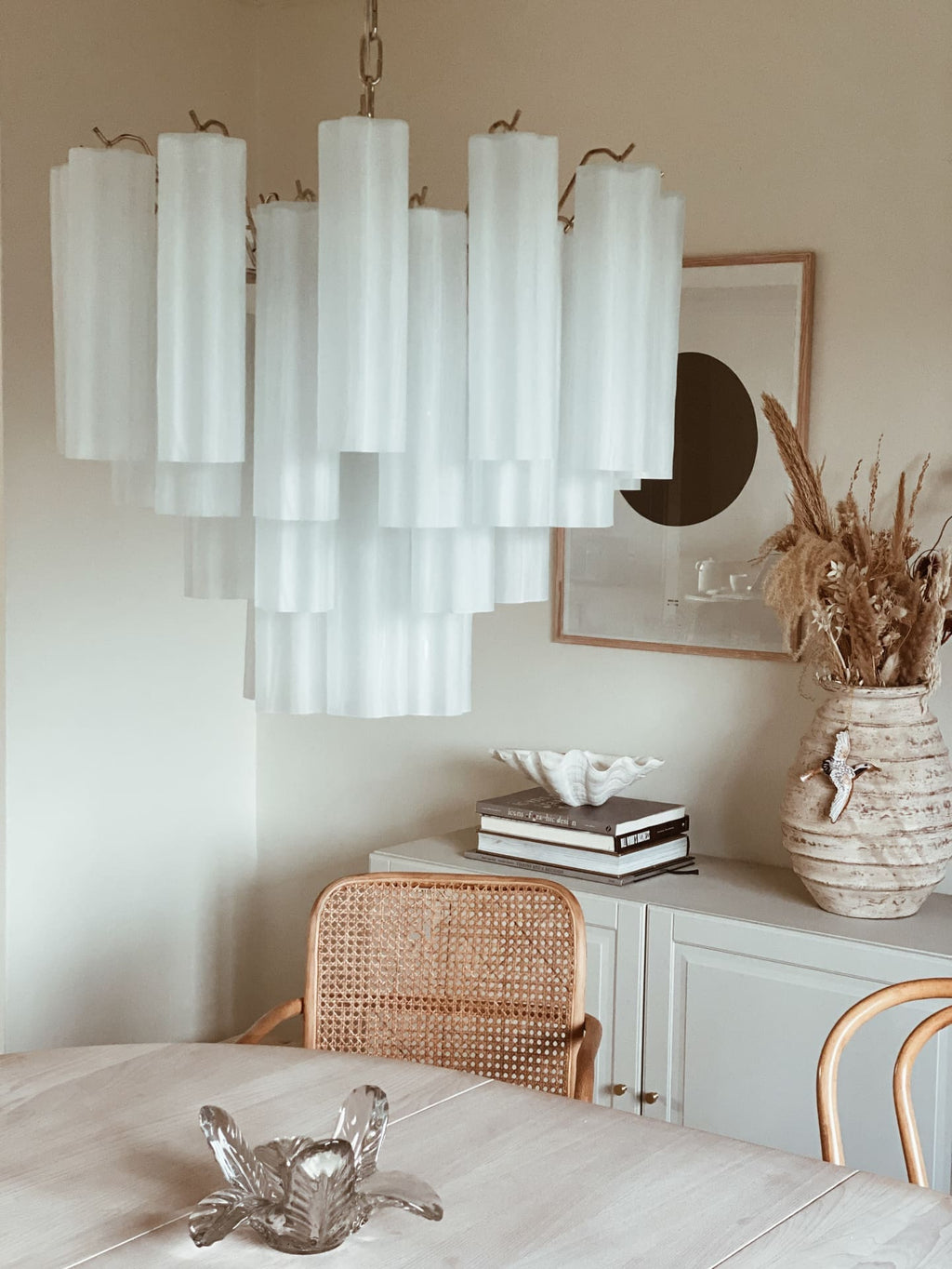 Murano Glass Matte White Chandelier – 36 Tubes