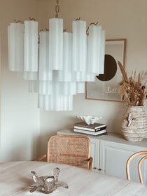 Murano Glass Matte White Chandelier – 36 Tubes